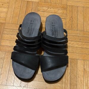 Naot Black Strappy Slide Sandals